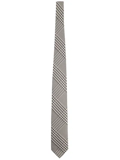 Tom Ford Silk Tie Standard Width Pointed Tip Houndstooth In Brown