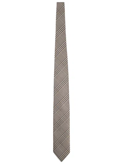 Tom Ford Printed Silk Tie In Brown