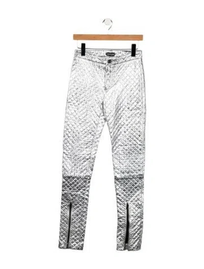 Pre-owned Tom Ford Printed Skinny Leg Pants In Silver
