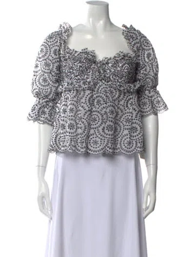Pre-owned Tom Ford Printed Square Neckline Blouse In White
