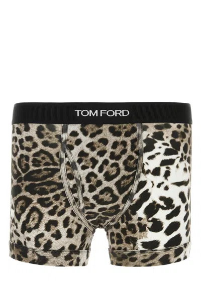 Tom Ford Printed Stretch Cotton Boxer In White