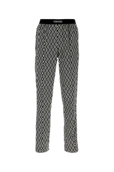 Tom Ford Printed Stretch Satin Pyjama Pant In Black