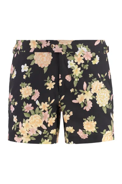 Tom Ford Printed Swim Shorts In Black