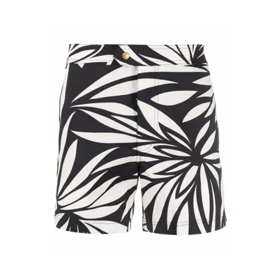 Tom Ford Printed Swim Shorts In 黑色的