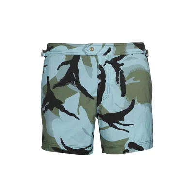 Tom Ford Printed Swim Shorts In Blue