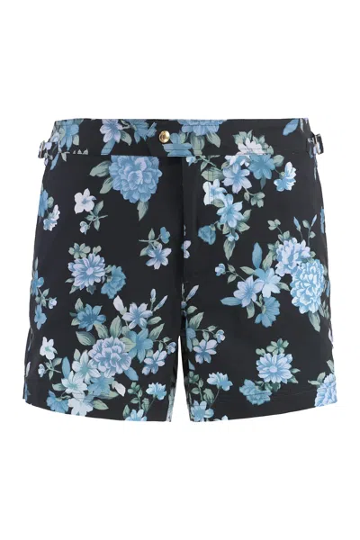 Tom Ford Printed Swim Shorts In Blue