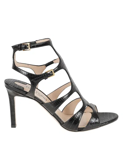 Tom Ford 85mm Tejus Croc Embossed Leather Sandals In Black