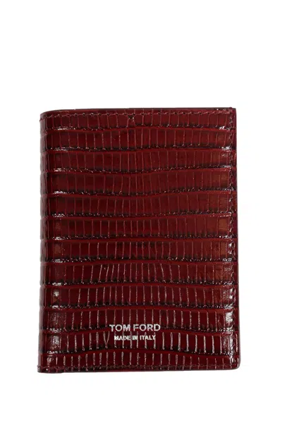 Tom Ford Printed Tejus T Line Card Holder In Purple