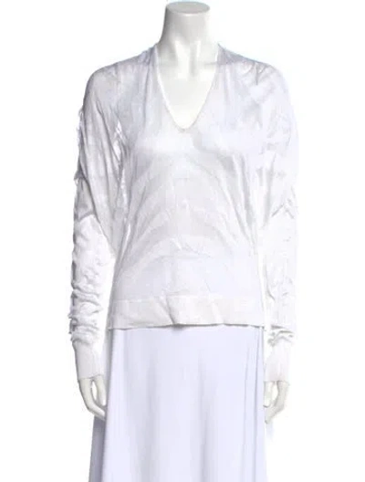 Pre-owned Tom Ford Printed V-neck Top In White
