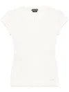 Tom Ford Pristine White Deep V-neck T-shirt In White
