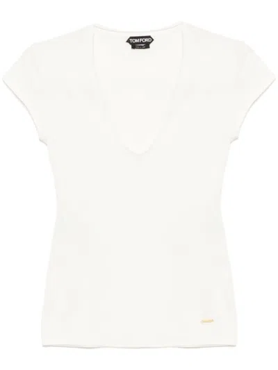 Tom Ford Pristine White Deep V-neck T-shirt