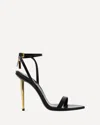 Tom Ford Black Goat Leather Sandals With 10 Cm Stiletto Heel And Ankle Strap