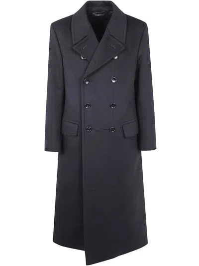 Tom Ford Pure Cashmere Luxury Melton Double Breasted Officier Coat Clothing In Black