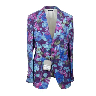Pre-owned Tom Ford Purple & Blue Shelton Floral Jacket Size 48 $4950