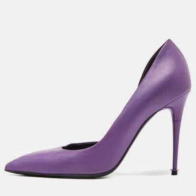 Pre-owned Tom Ford Purple Leather Pointed Toe D'orsay Pumps Size 37.5