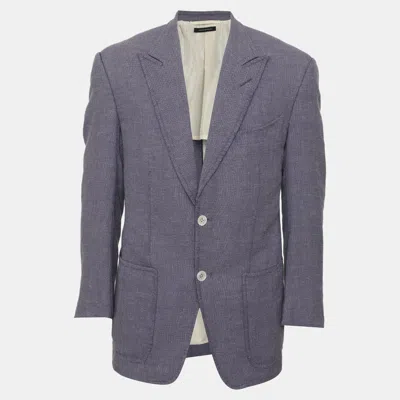 Pre-owned Tom Ford Purple Linen Blend Single Breasted Blazer L