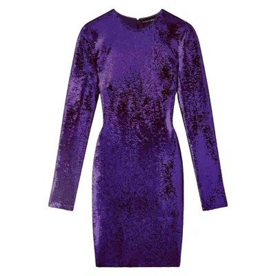 Pre-owned Tom Ford Purple Liquid Sequin Embroidered Mini Dress