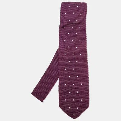 Pre-owned Tom Ford Purple Polka Dot Silk Knit Classic Tie