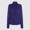 Tom Ford Long Sleeve High Neck Top With Back Pleat In Blue