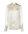 Tom Ford Pussy-bow Collar Silk Shirt In White