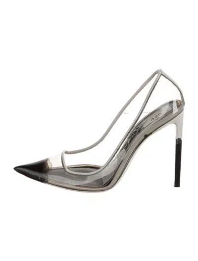 Pre-owned Tom Ford Pvc Leather Trim Embellishment Slingback Pumps In Transparent