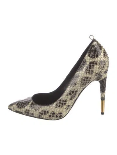 Pre-owned Tom Ford Python Animal Print Pumps In Neutral