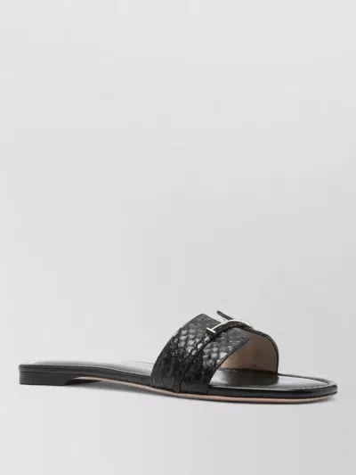 Tom Ford Python Effect Leather Flat Sandals In Black