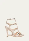 Tom Ford Paradis Croc-effect Leather Cage Sandals In Champagne
