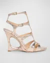 Tom Ford Paradis Croc-effect Leather Cage Sandals In Champagne