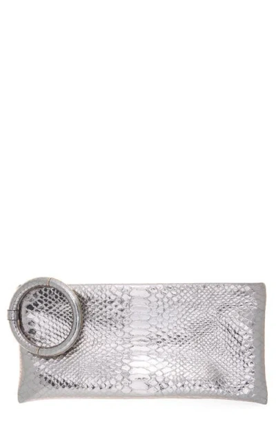 Tom Ford Python Embossed Leather Clutch In Gray