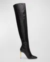 Tom Ford Snake-effect Patent-leather Over-the-knee Boots In Black