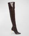 Tom Ford Python-embossed Stiletto Over-the-knee Boots In Espresso