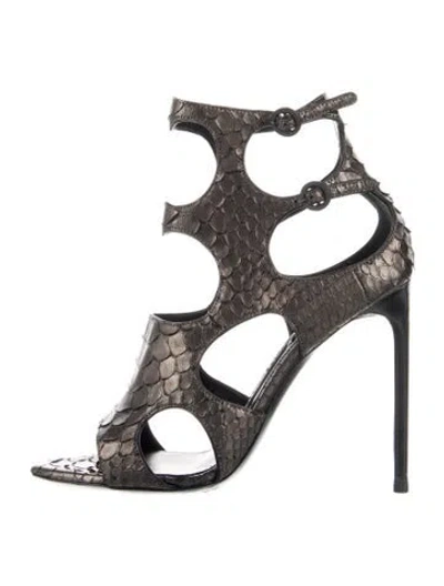 Pre-owned Tom Ford Python Gladiator Sandals In Gray