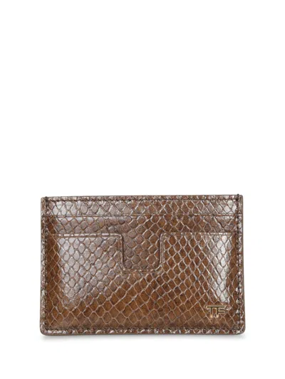 Tom Ford T Line Card Holder In Brown