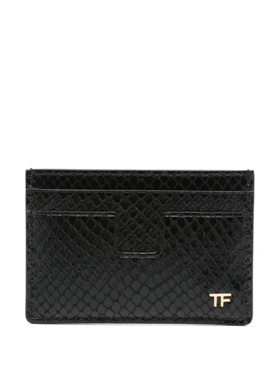 Tom Ford Python-print Card Holder In Black