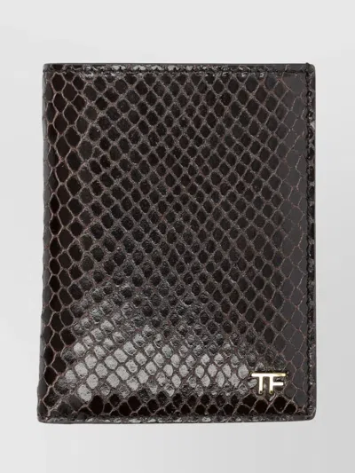 Tom Ford Python Print Folding Card Wallet In Black