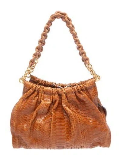 Pre-owned Tom Ford Python Shoulder Bag In Brown