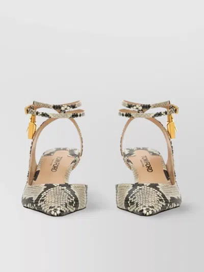 Tom Ford Python Slingback Sandals Gold Hardware