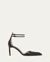 Tom Ford Python Stamped Leather Double Ankle Strap Pumps In Black