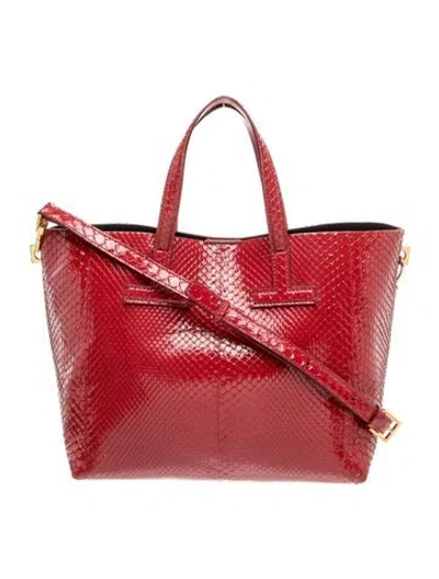 Pre-owned Tom Ford Python Top Handle Bag In Red