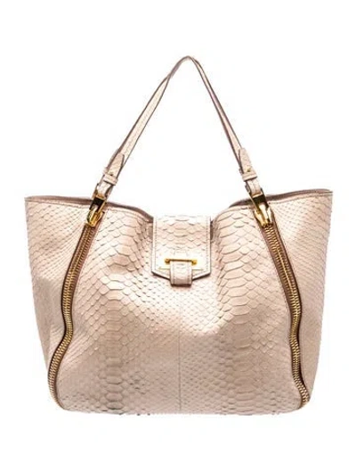 Pre-owned Tom Ford Python Tote In Neutrals