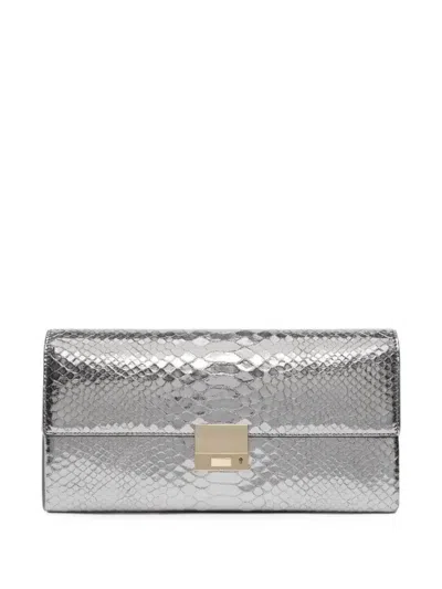 Tom Ford Python-effect Push-lock Clutch Bag In Silver
