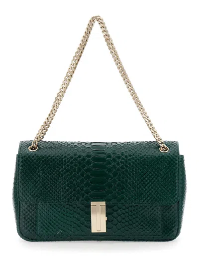 Tom Ford Python-textured Calf Leather Crossbody Bag In Green
