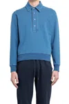 Tom Ford Polo-collar Cotton-blend Sweatshirt In Blue