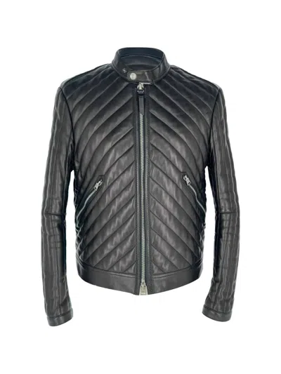 Pre-owned Tom Ford Quilted Biker Jacket In Black