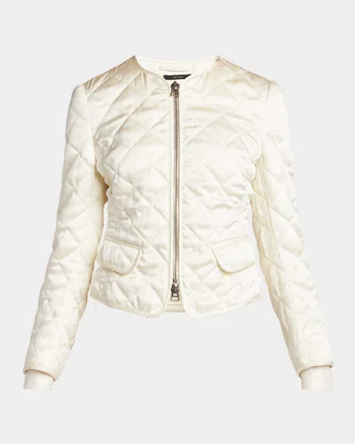 Tom Ford Quilted Silk Zip Jacket In Grunge White