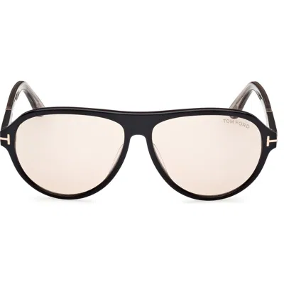 Tom Ford Quincy 59mm Pilot Sunglasses In Black