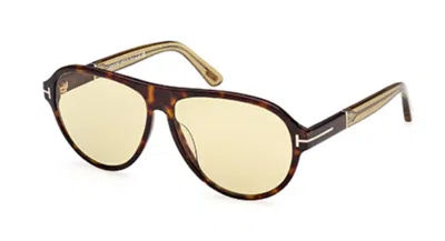 Pre-owned Tom Ford Quincy Ft 1080 52n Havana-yellow/green Photochromic Men's Sunglasses