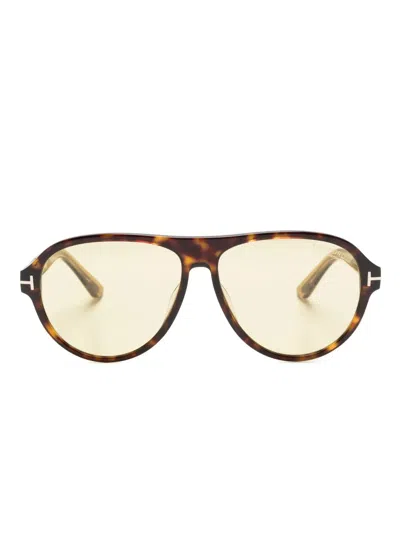 Tom Ford Quincy Oversize-frame Sunglasses In 褐色
