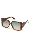 Tom Ford Quinn 57mm Gradient Square Sunglasses In Light Havana/blue